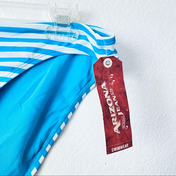 Arizona Jean Co. NWT Striped Blue Juniors Swim Bikini Bottom Large - Picture 4 of 5